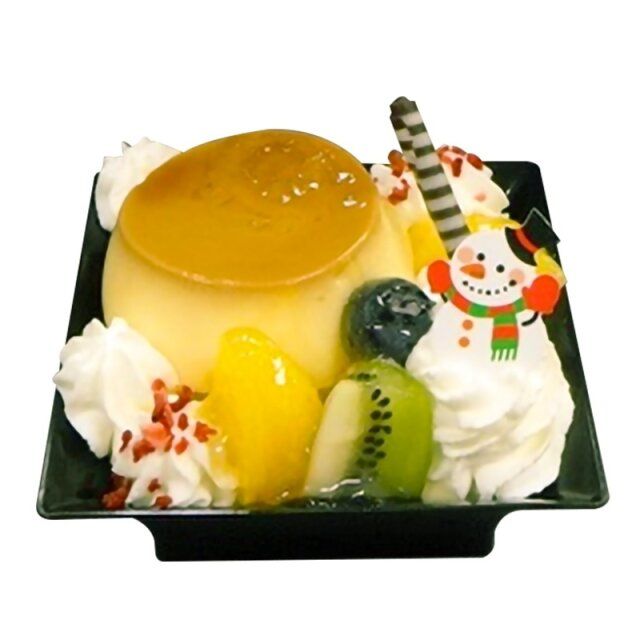 シャトレーゼ うみたて卵プリンのアラモード ハッピー雪だるま