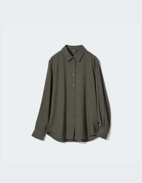 ユニクロ レーヨンブラウス OLIVE