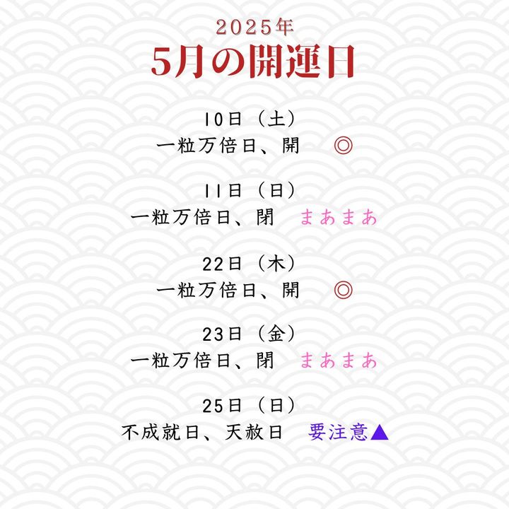 5月開運カレンダー