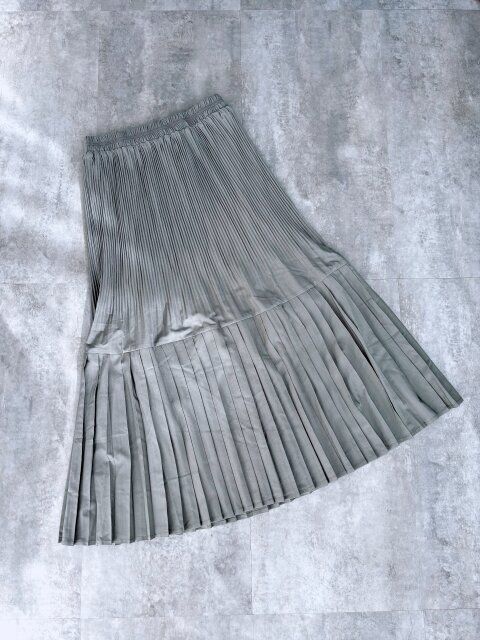 COCA プリーツ切り替えロングスカート グレー