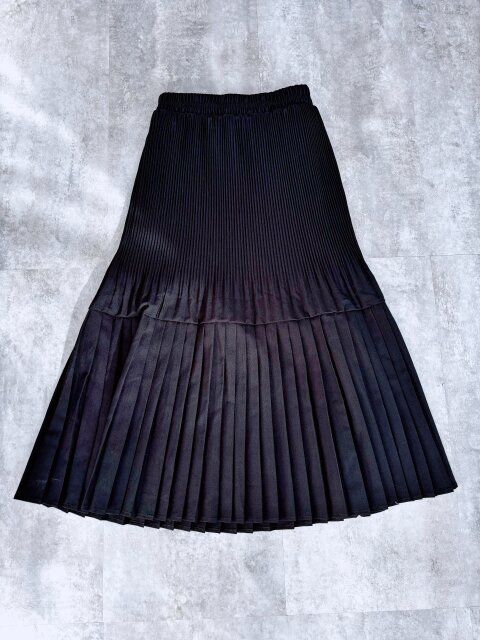 COCA プリーツ切り替えロングスカート ブラック