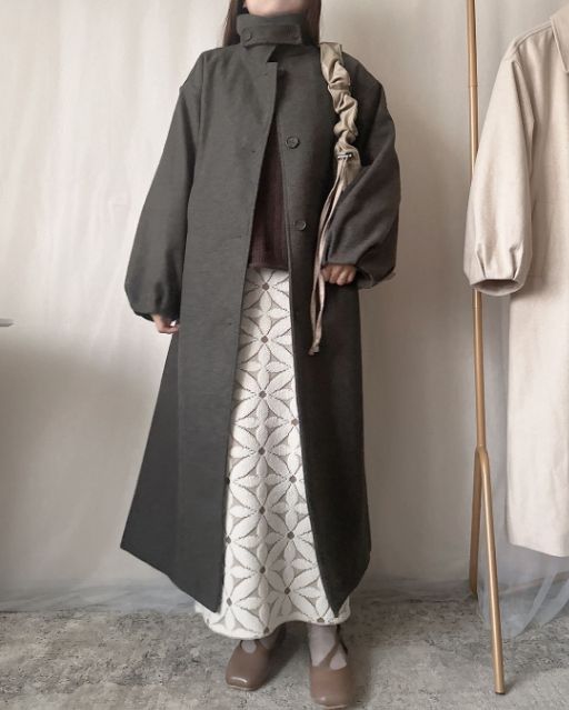 YUM2WAYステンカラーCUを着たコーデ