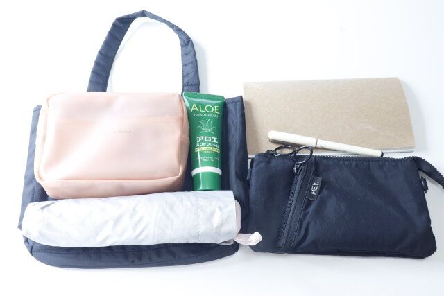 ダイソー キルティングトートバッグ（黒） 使用例 容量