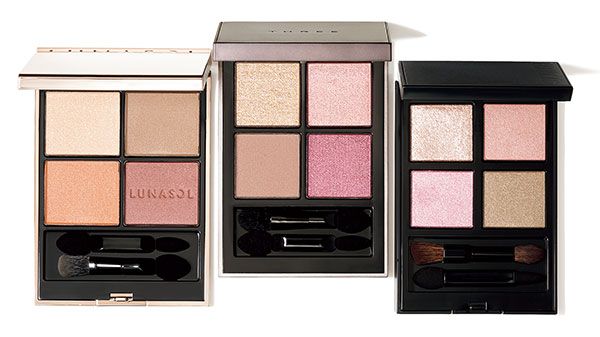 【左】アイカラーレーションN 【中】スターゲージングアイシャドウクアッド 【右】ザ アイシャドウ パレット＋