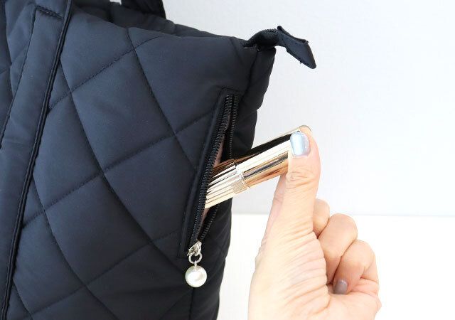 アジョリー 軽くて大きいキルティングバッグ サイドポケット