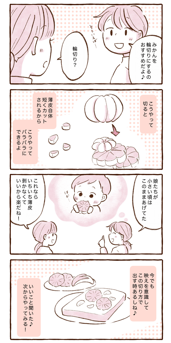 みかんを輪切りにすると食べやすい