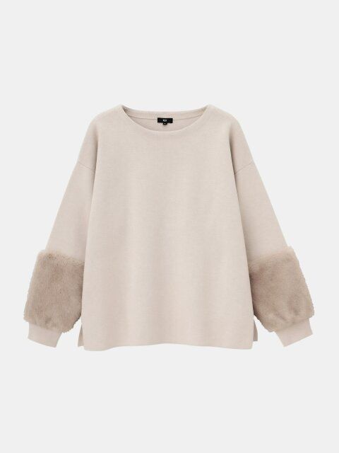 2024プラステフェイクファースリーブセーター