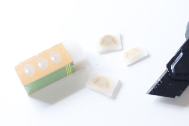 ダイソー 消しゴム（半透明、デザイン、3個） 切る デザイン