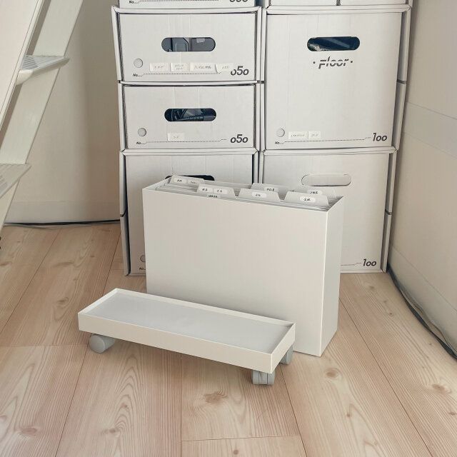 無印良品 再生ポリプロピレン入りファイルボックススタンダード用キャスターもつけられるフタ