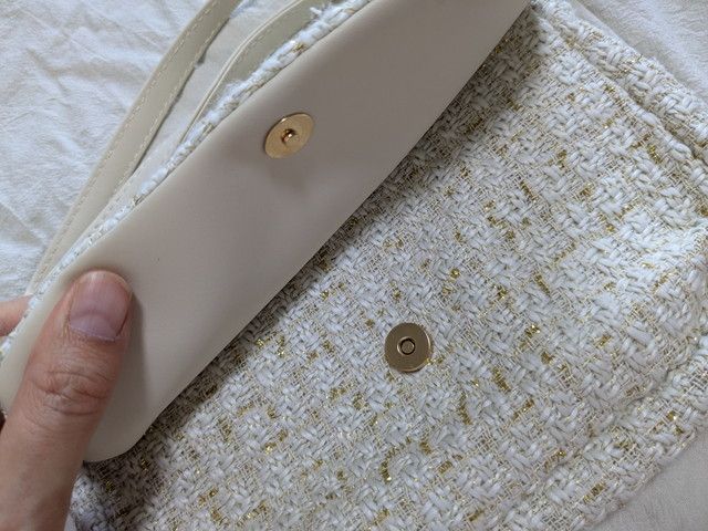 ツイードショルダーバッグボタン