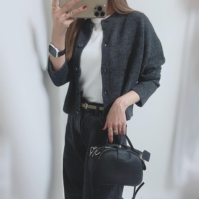 GU「パフィータッチクルーネックショートカーディガン」