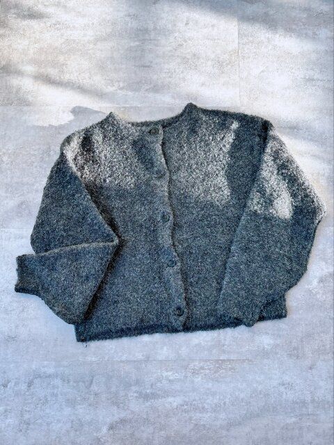 COCA ペンギンスリーブブークレカーディガン チャコール