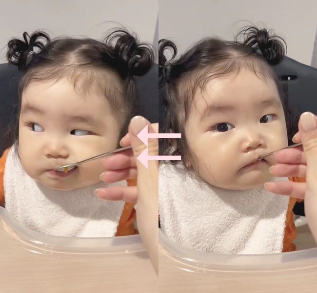 離乳食に挑戦する赤ちゃん