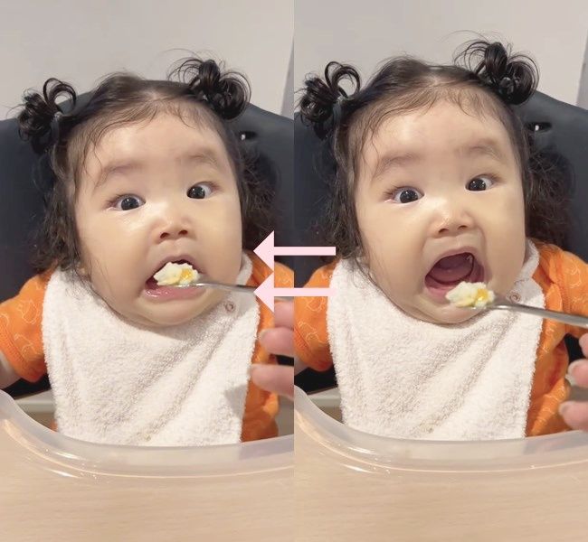 離乳食に挑戦する赤ちゃん