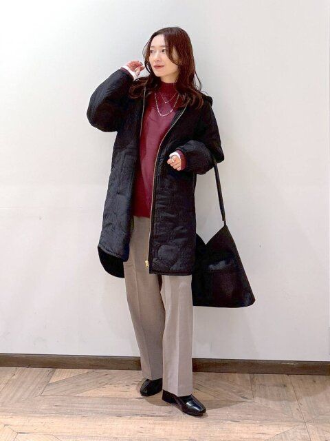 2024冬グローバルワークレディースウツクシルエットライトウォームキルトコート