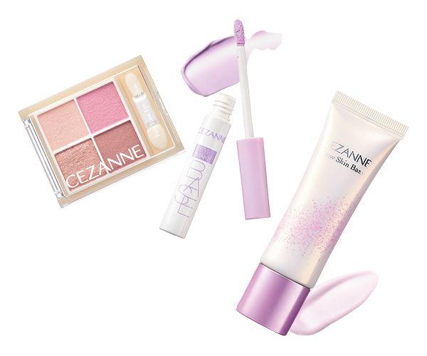 【左】ペールトーンアイシャドウ 【中】ラベンダーグロウ アイメイクベース 【右】グロウスキンベース 