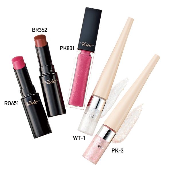 【左】ネンマクフェイク ルージュ 【中】エッセンス リッププランパー 【右】3D グリッター アイリキッド