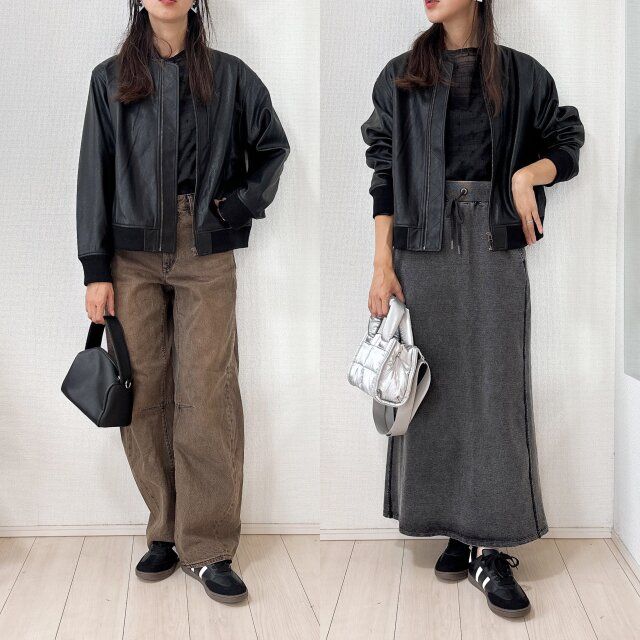 GU レザータッチブルゾン メンズライクな物より女性らしいアイテムが良い