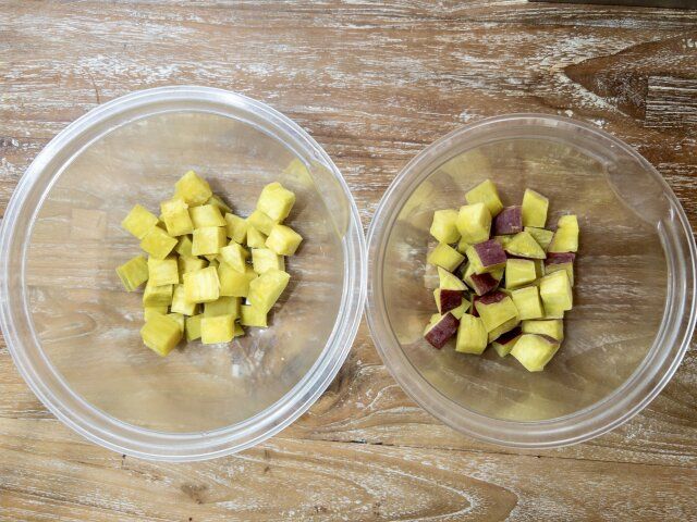 1㎝角にカットしたさつまいも