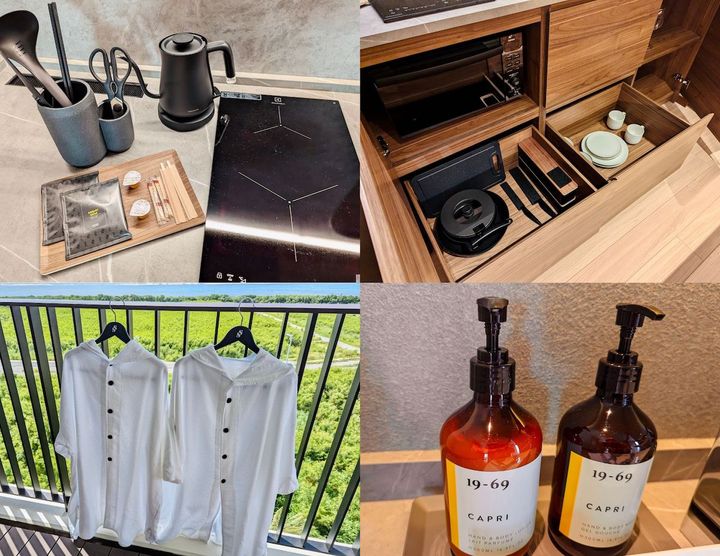 キッチン、ローブ、シャンプー、コンディショナー