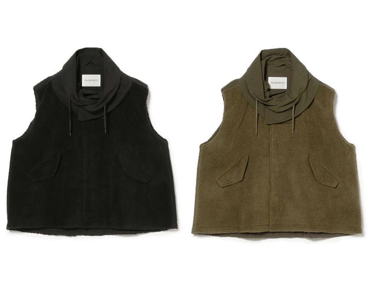 画像: 「ボア タフタ ベスト」各￥66,000【ヴァシュモン】 出典：デミルクス ビームス