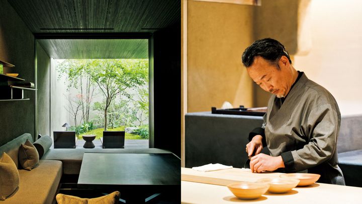 東京〈Auberge TOKITO〉リビングと石井シェフ