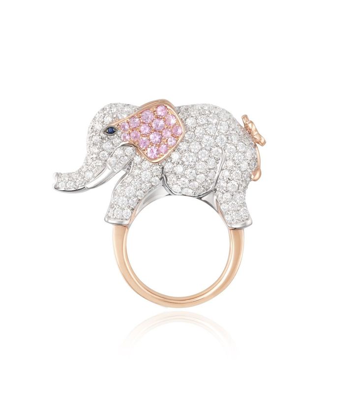 新作ぞうのリング（WG×PG×ダイヤモンド×ピンクサファイア×ブルーサファイア）￥3,399,000
