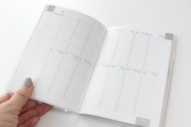 ダイソー A6ダイアリーマンスリー＆週間バーチカル ウィークリーページ