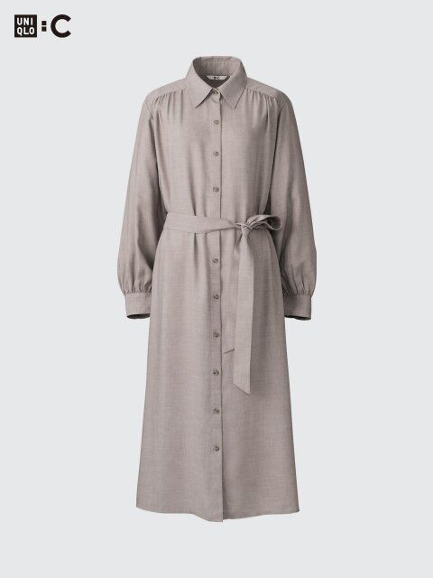 ユニクロのベルテッドシャツワンピース