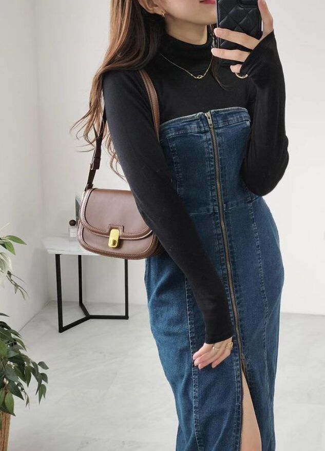 ストレッチリブタートルネックT