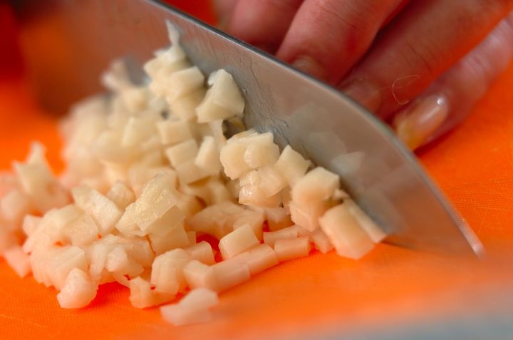 レンコン入りつくね丼の下準備1