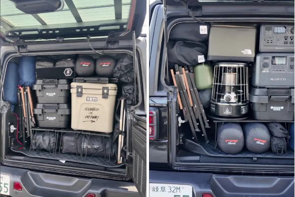 「まるでテトリス」車中泊にも使える！ギアを隙間なく積み込むテクニックが天才すぎる…！
