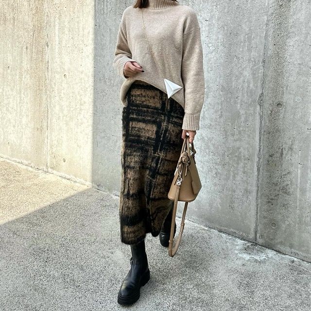 ZARA「チェック柄ジャカードニットスカート」
