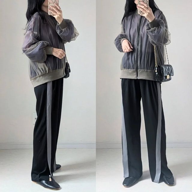 しまむら「スリット入りフレアパンツ」