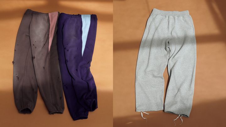 〈ニードルズ〉のスエットパンツ、〈スロープスロウ〉のスエットパンツ
