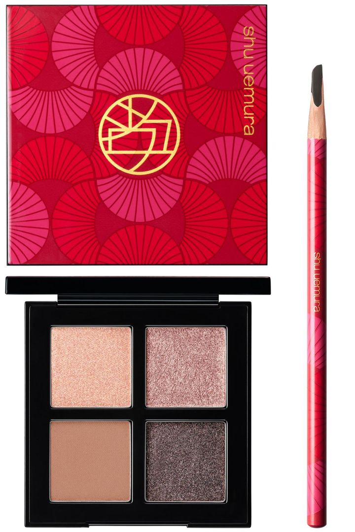 〈左から〉アイスカルプト イルーシブ フレア ￥7,150 ハード フォーミュラ ハード 9 シール ブラウン 02 限定パッケージ ￥3,850（12月19日より公式オンラインショップ先行、12月26日よりシュウ トウキョウ メイクアップ ボックス、2025年1月1日より一部店舗限定発売）