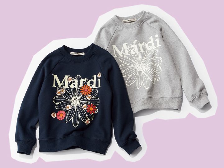 マルディメクルディのネイビーとグレーのキッズスウェット