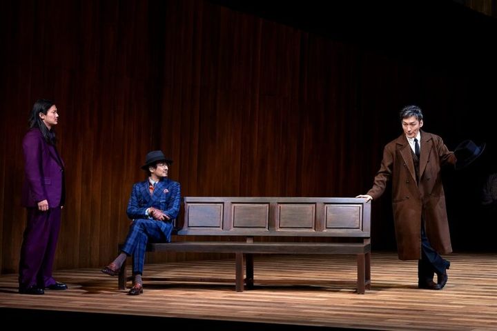 舞台『ヴェニスの商人』 シャイロック、アントーニオ、バサーニオがそろう