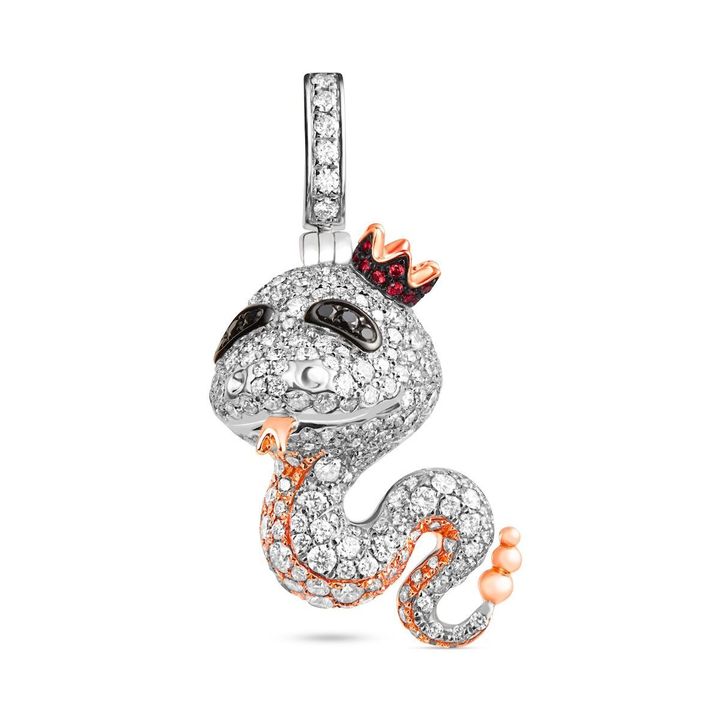 「スネーク ボーボー」ペンダント（RG×WG×ダイヤモンド×ブラックダイヤモンド×ルビー）￥1,620,300