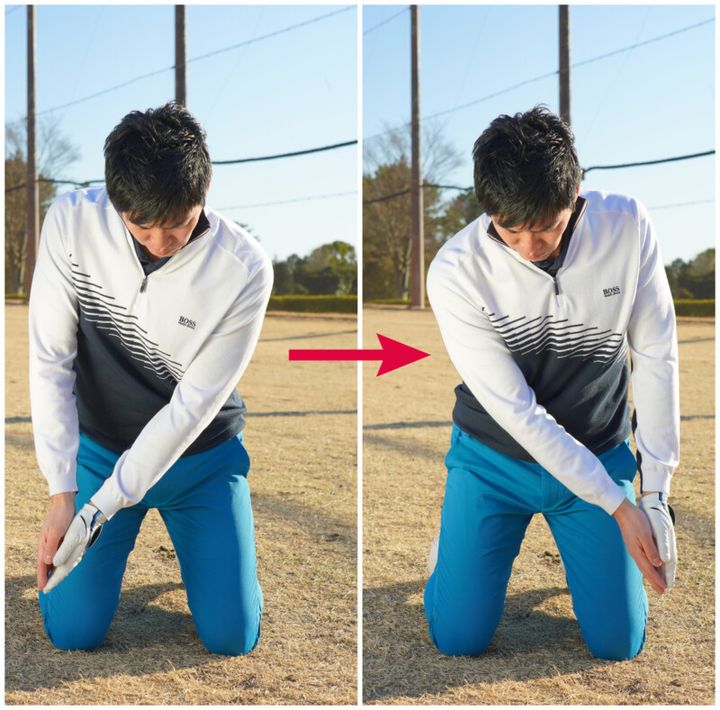 パターのクロスハンドの打ち方を解説！「立てヒザ素振りで…」と解説