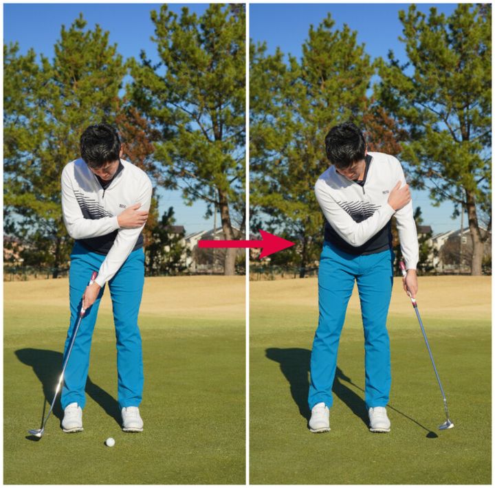 パターのクロスハンドの打ち方を解説！「立てヒザ素振りで…」と解説