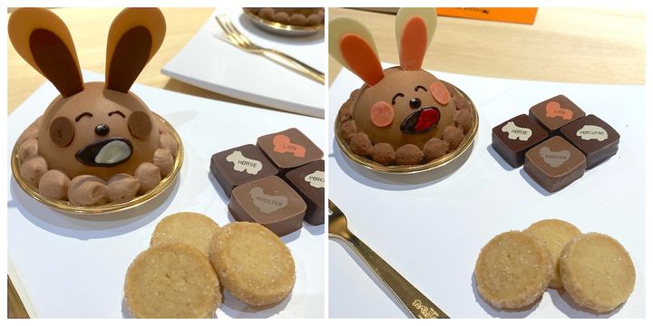 写真左から「うさぎさんケーキセット（柚子）」、「うさぎさんケーキセット（フランボワーズ）」