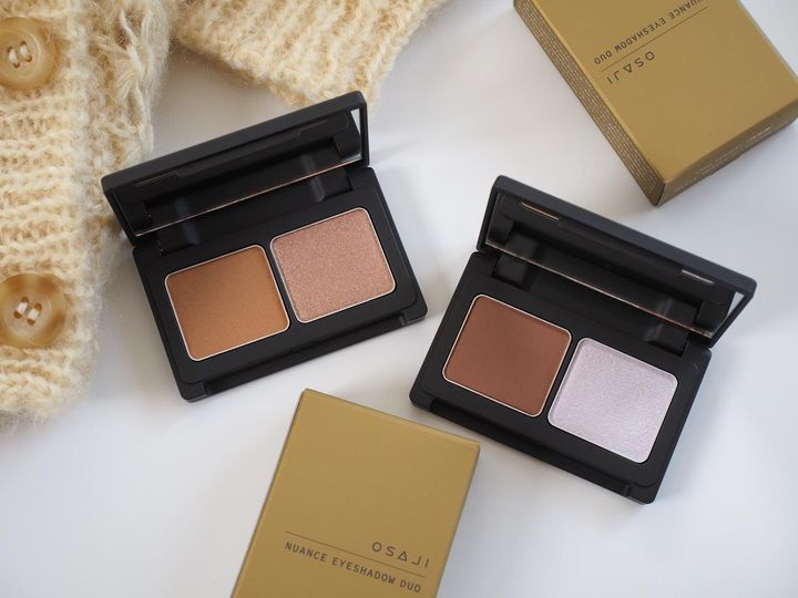 画像: 【OSAJI】「オサジ ニュアンス アイシャドウ デュオ」数量限定2種（左からEX01 Naizaibi〈内在美〉、EX02 Jikanjiku〈時間軸〉）各¥4,290（税込）