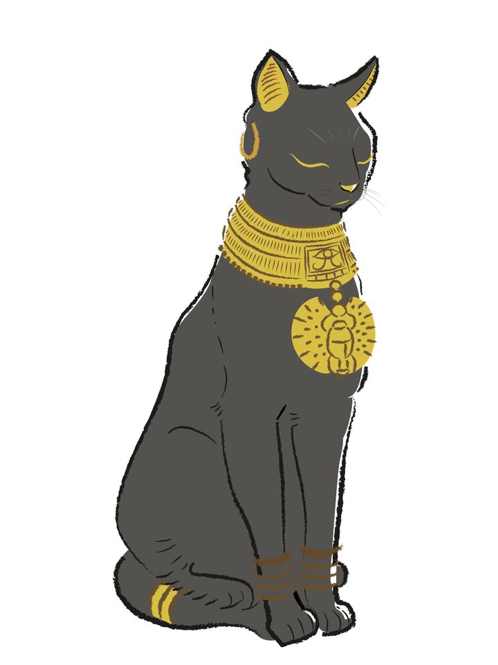 古代エジプトの猫の女神、バステト神のイメージイラスト