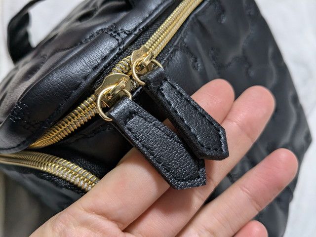 キルティングドレッサーポーチダブルファスナー