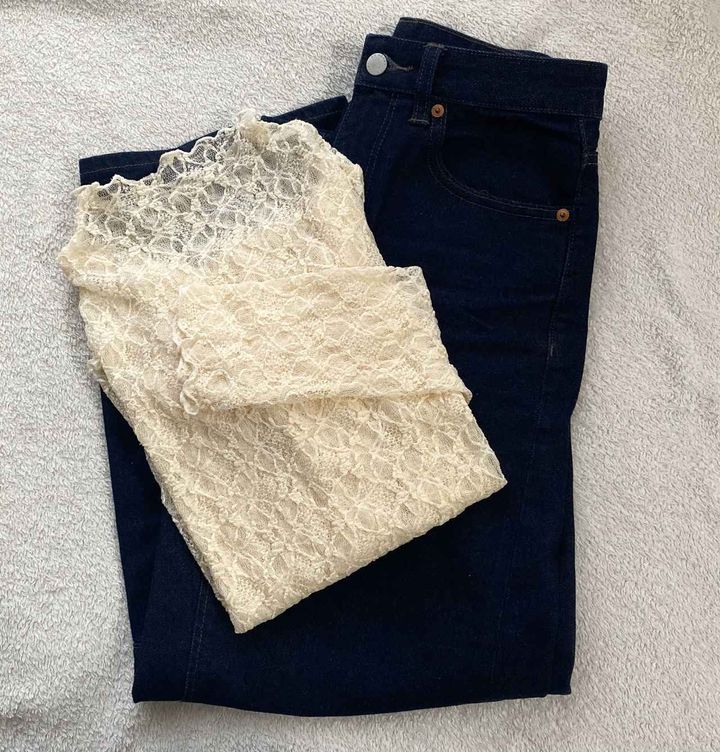 画像: デニムとレース