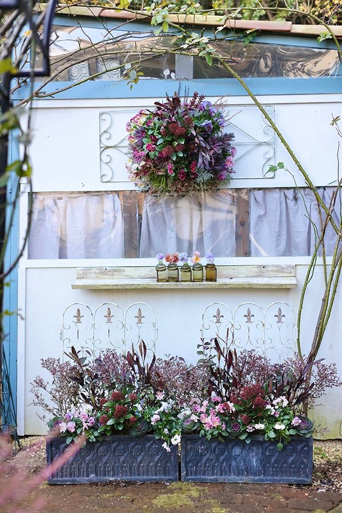 冬のハンギングバスケット