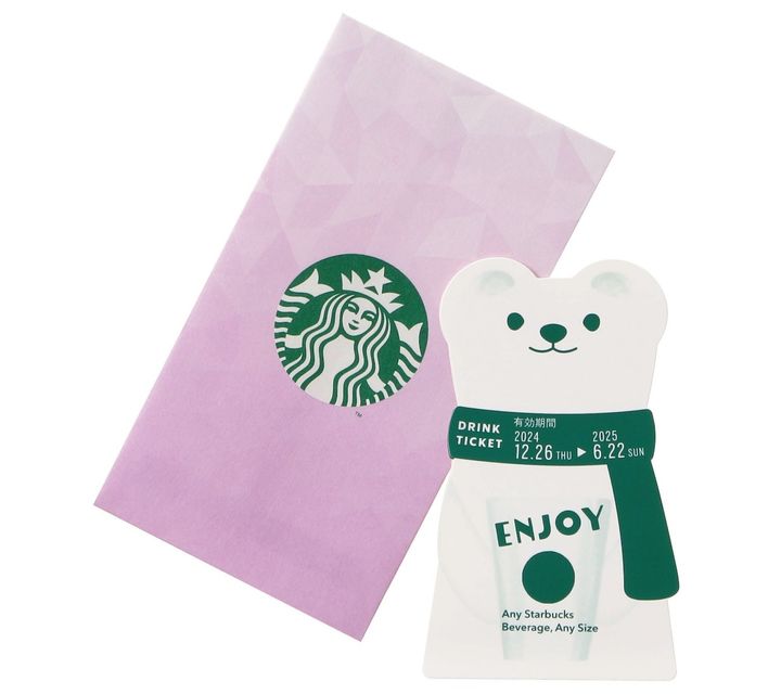 「ビバレッジカードオコジョ」750円 【ドリンク引き換え有効期間】2024年12月26日（木）〜2025年6月22日（日） 【ドリンク交換チケット】 700円（店内利用）、687円（持ち帰り）までのドリンクと交換可能