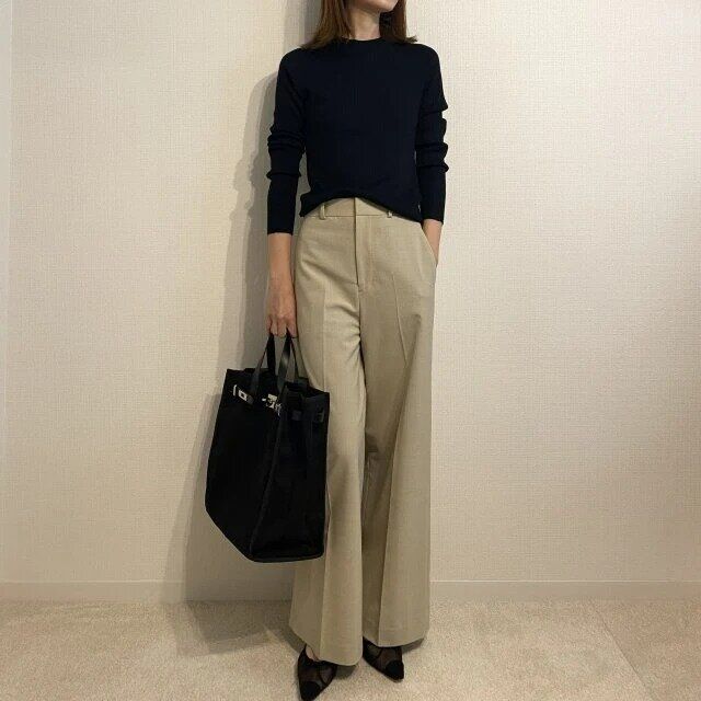 3Dメリノブレンドリブセーター着回し