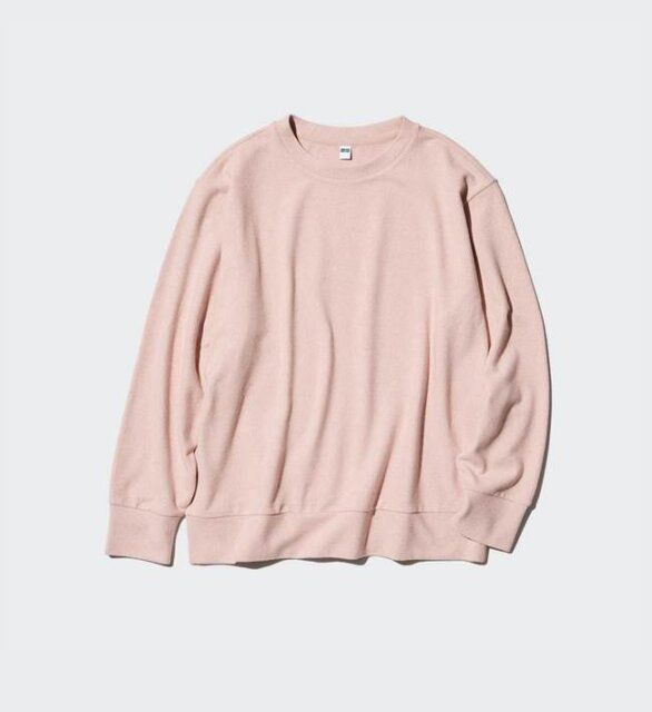 ユニクロ ソフトニットフリースクルーネックT PINK